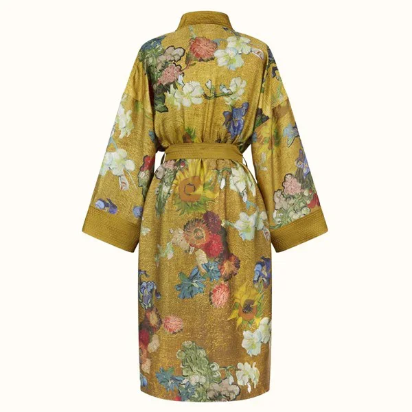 Kimono Vincents bloemen goudkleurig, Beddinghouse x Van Gogh Museum