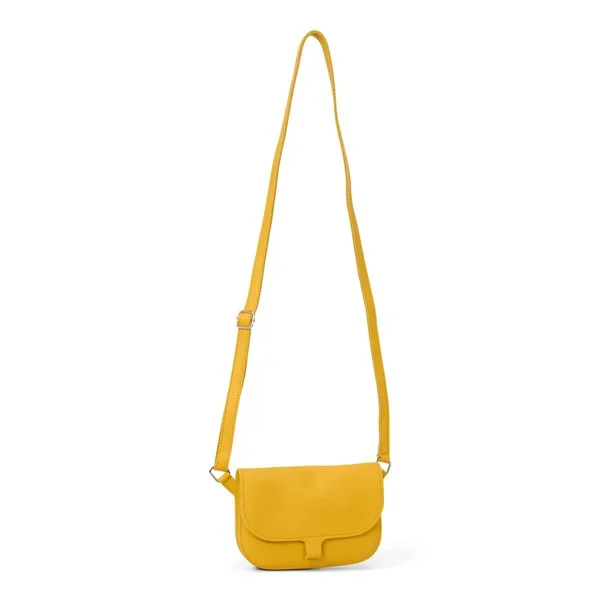 Crossbodytas geel leer Zonnebloemen – Keecie
