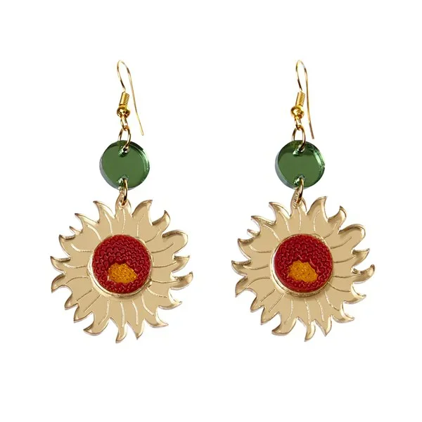 Van Gogh Oorhangers Zonnebloemen rood/groen