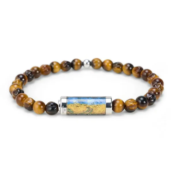 Armband Korenveld met kraaien – Tijgeroog bruin