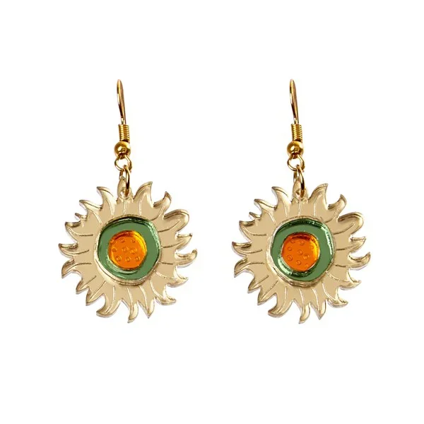 Van Gogh Oorhangers Zonnebloemen groen/oranje