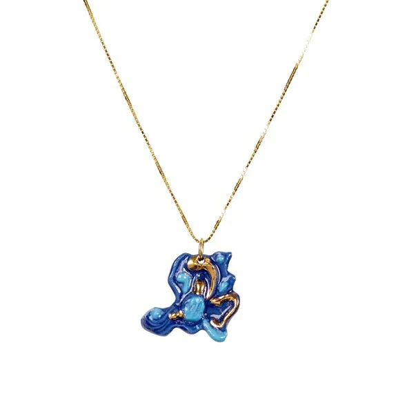 Porseleinen ketting met bladgoud, Van Gogh Irissen