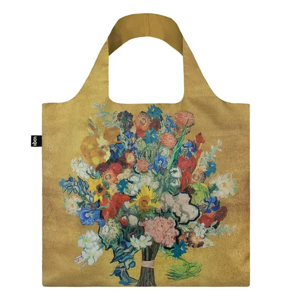 Tas Vincents bloemen goudkleurig LOQI x Van Gogh Museum
