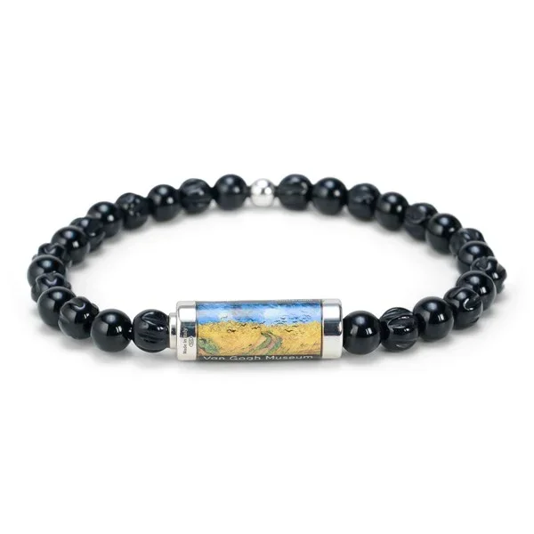 Armband Korenveld met kraaien – Zwarte agaat