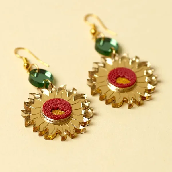 Van Gogh Oorhangers Zonnebloemen rood/groen