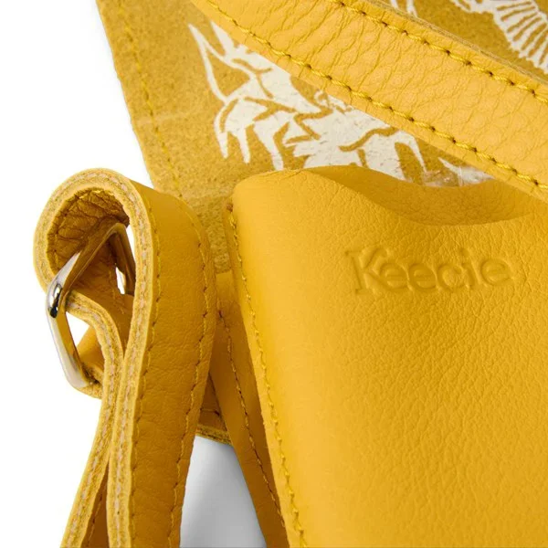 Crossbodytas geel leer Zonnebloemen – Keecie