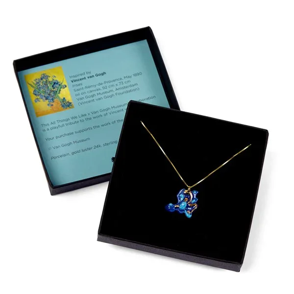 Porseleinen ketting met bladgoud, Van Gogh Irissen