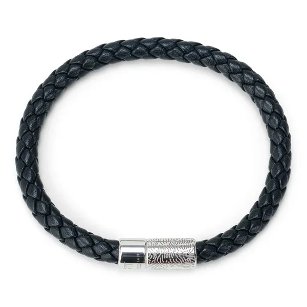 Armband Korenveld met kraaien – gevlochten leer zwart