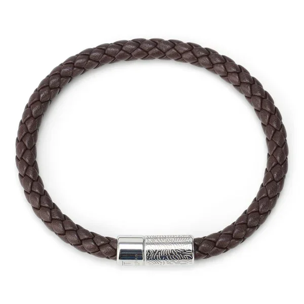 Armband Korenveld met kraaien – gevlochten leer bruin
