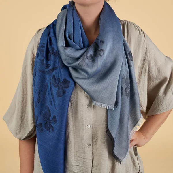 Van Gogh Luxe jacquard sjaal zijde & wol Irissen