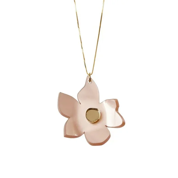 Van Gogh Ketting verguld met roze glanzende hanger Amandelbloesem