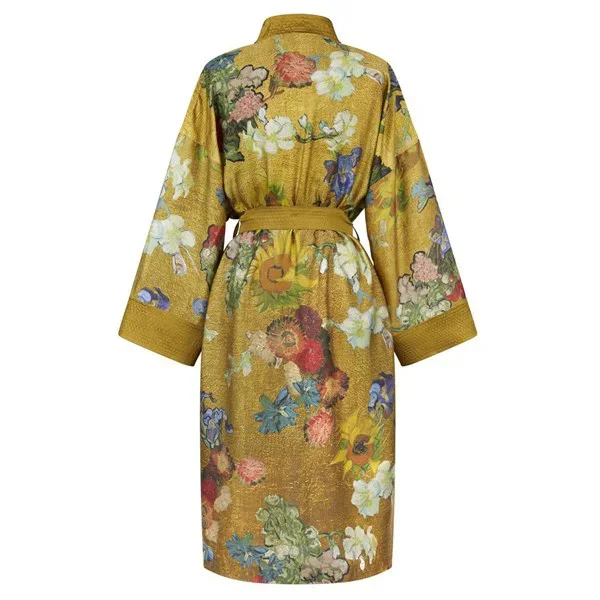 Kimono Vincents bloemen goudkleurig, Beddinghouse x Van Gogh Museum