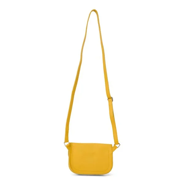 Crossbodytas geel leer Zonnebloemen – Keecie